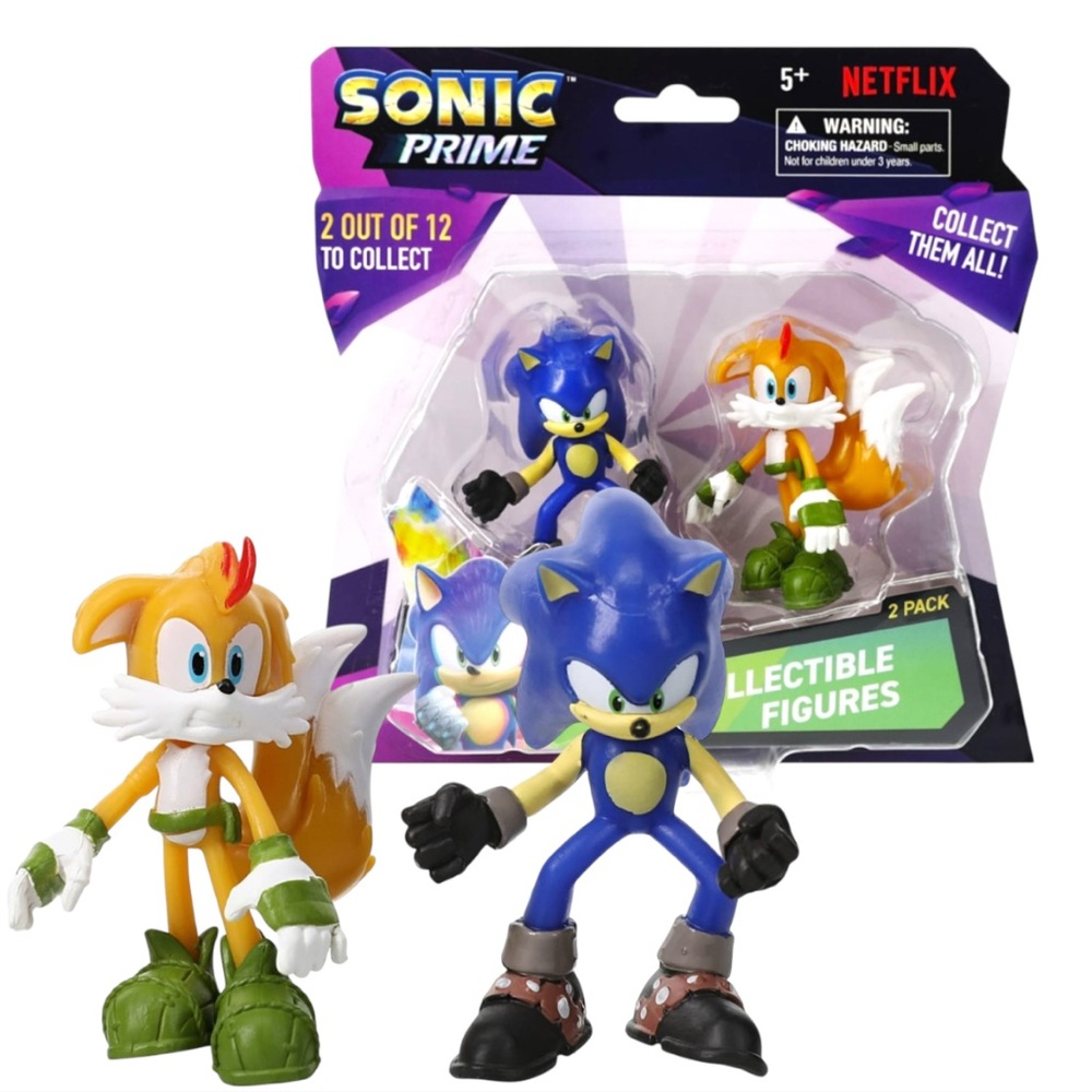 Sonic Prime Collectible 2 Pack- Sonic The Hedgehog Tails And Sonic 2.5” Figures